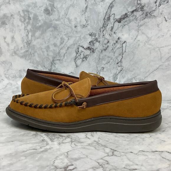 L.B. Evans Tan Suede Moccasin Slippers - Picture 4 of 10